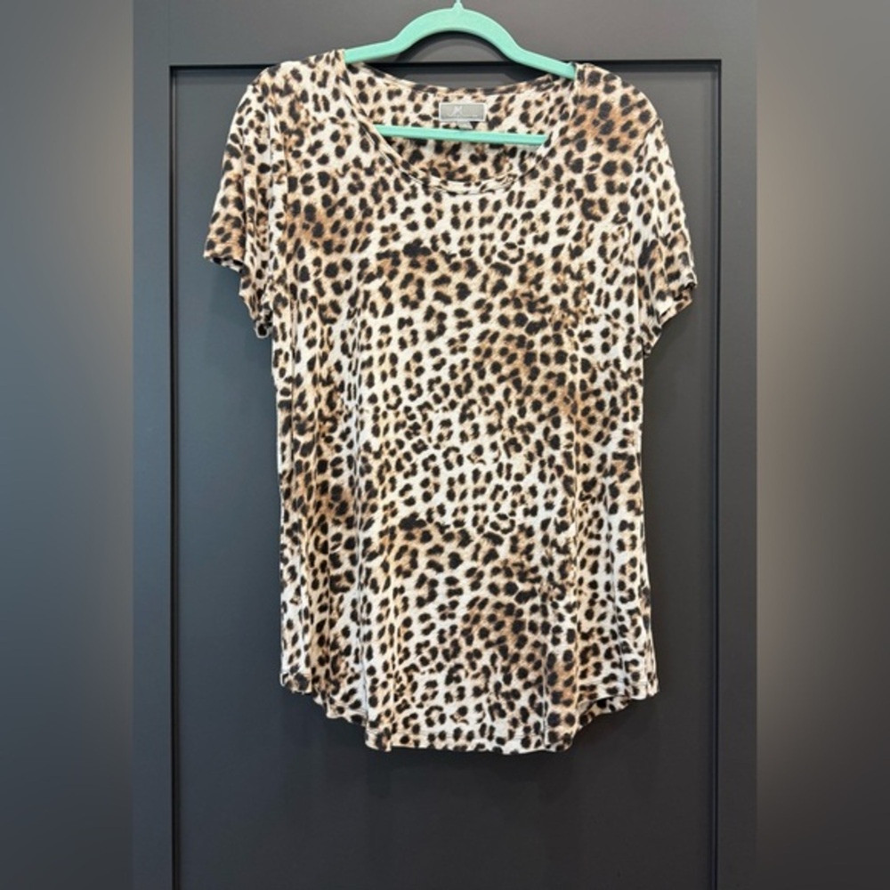 JM Collection Animal Print Leopard  Top - Brown and Black Size Small
